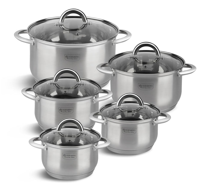 Edenberg Classic Line - Pannenset - RVS - 10 delig - 5-laags bodem