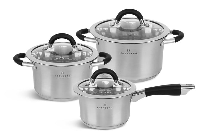 Edenberg Classic Line - Luxe Pannenset - RVS - 6 delig - Sandwichbodem