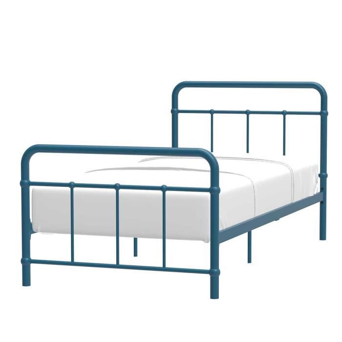 Cstore Metalen kinderbed - Lichtblauw - Inclusief boxspring - 90x190cm