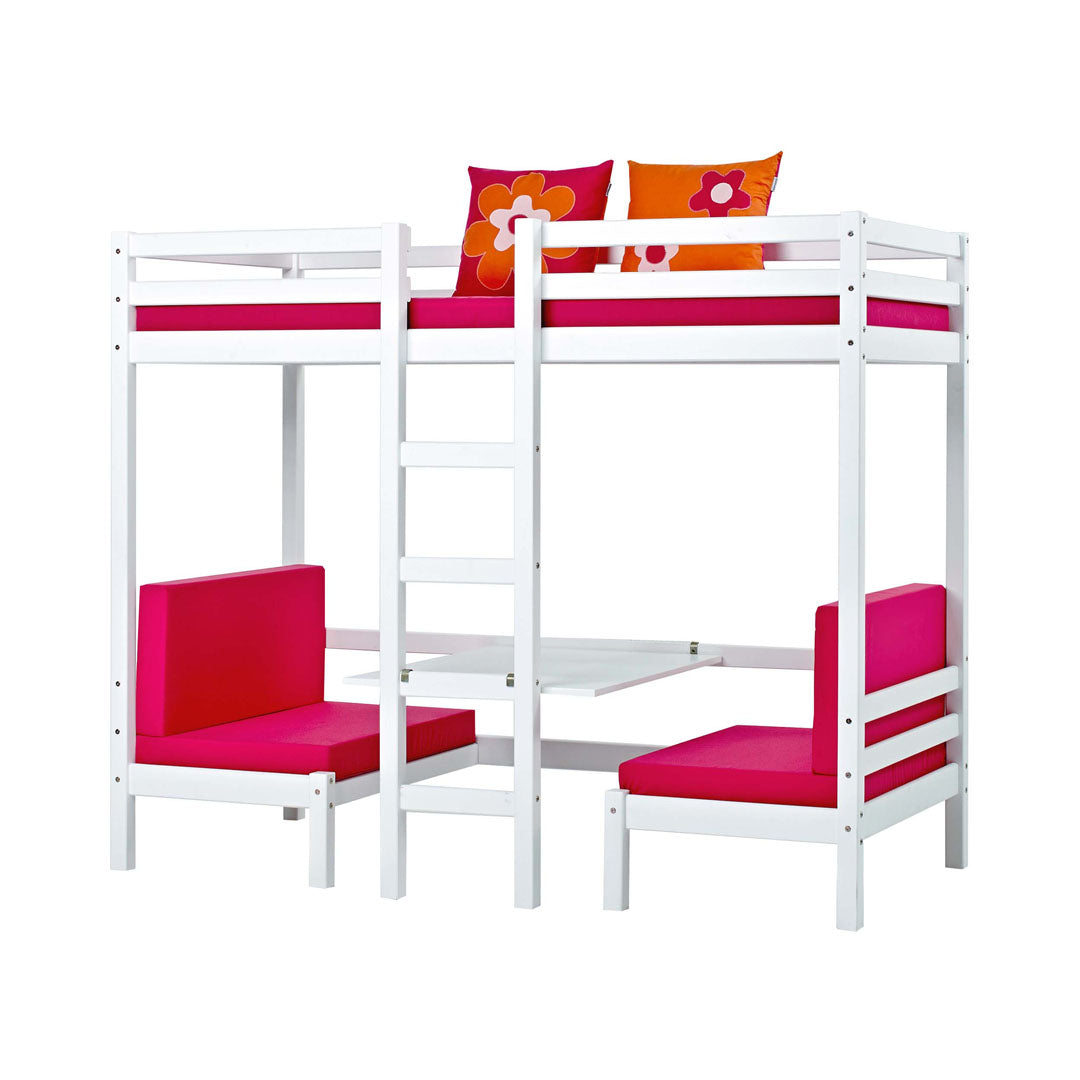 Hioshop BasicJumbo hoogslaper met pink bank, bureau en incl.