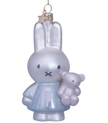 Vondels Ornament glass Nijntje|Miffy baby blue w|bear H11cm w|box