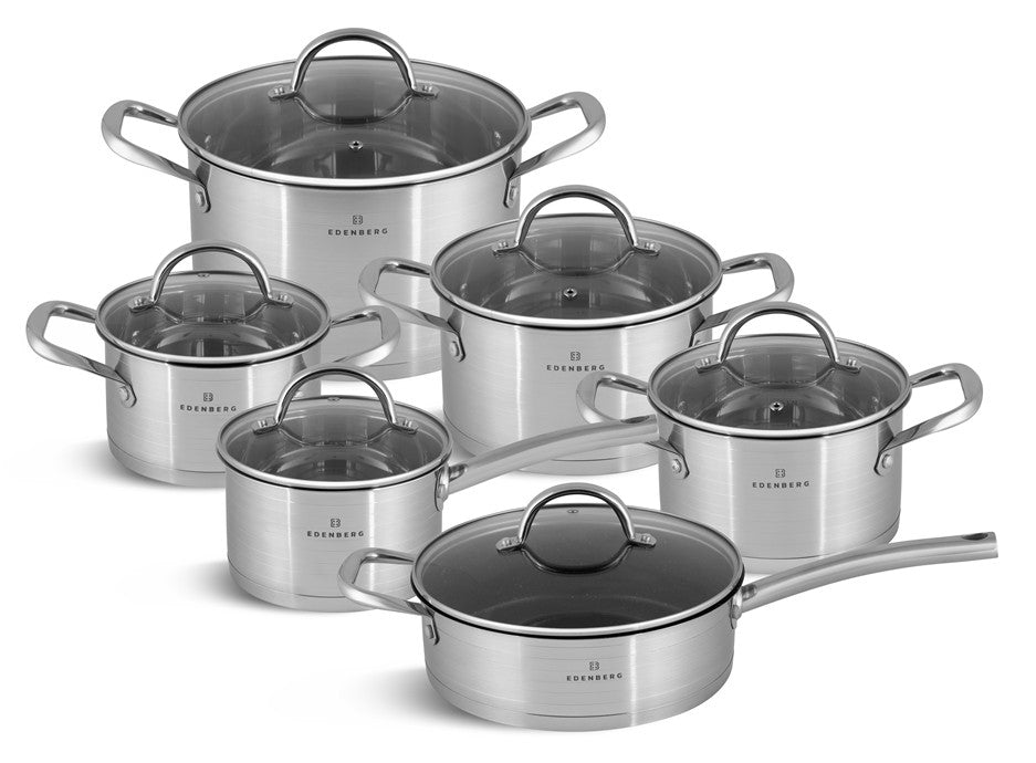 Edenberg Classic Line - Pannenset - RVS - 12 delig - Sandwichbodem!