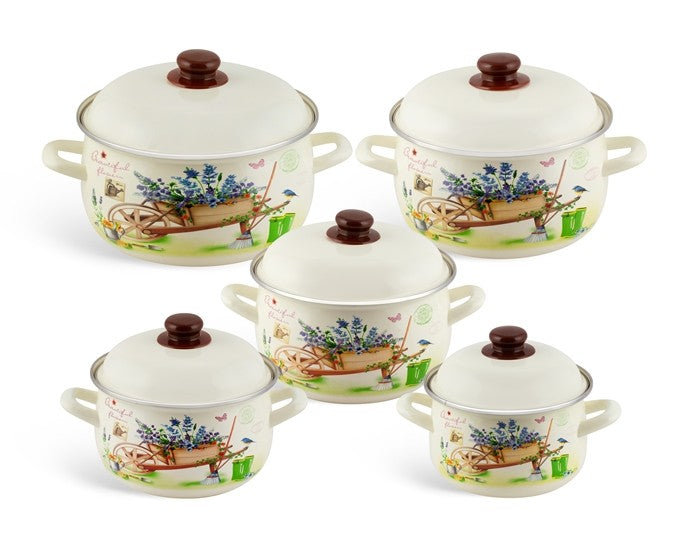 Edenberg Enamel Line - 10-delige Luxe Emaille Pannenset