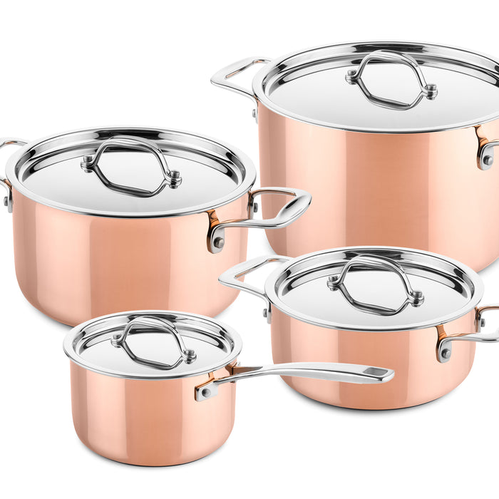 DUCQ  4 delige koperen pannenset  (inductie)