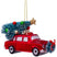 Vondels Ornament glass red car w|christmas tree H5.5cm