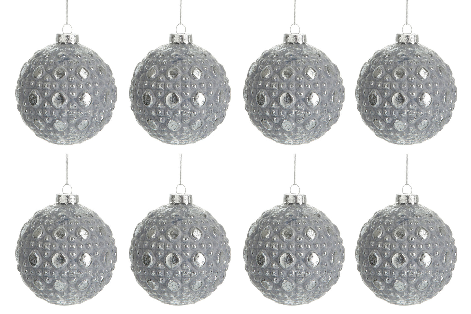J-Line Kerstballen Patroon Antiek Grijs Set van 8