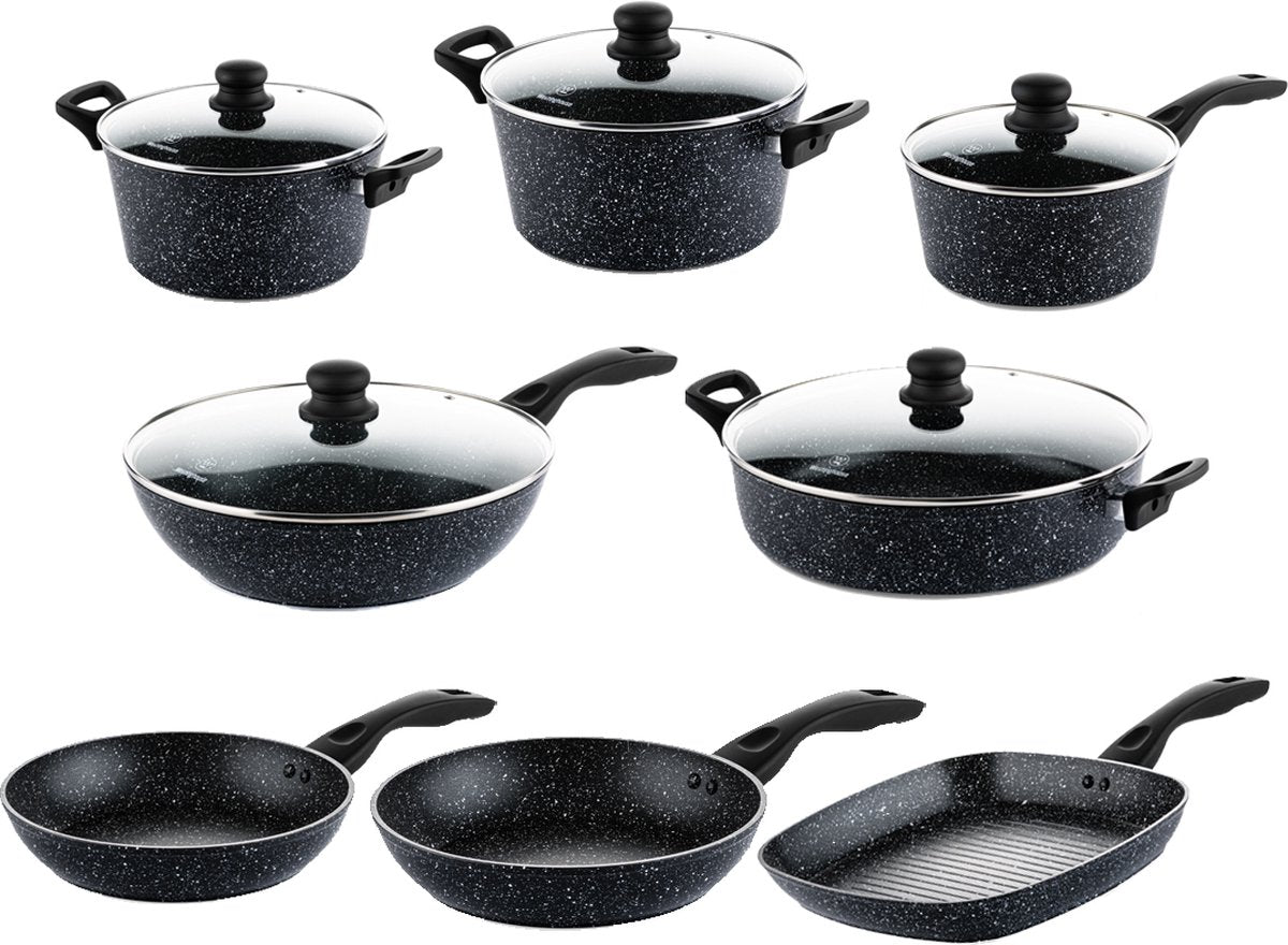 Westinghouse Pannenset – 13-delige complete Zwart Marmer Pannenset