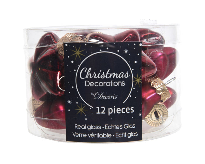 Decoris 2 stuks 12 Glazen sterren 40 mm ossenbloed