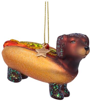 Vondels Ornament glass hotdog dachshund H6cm