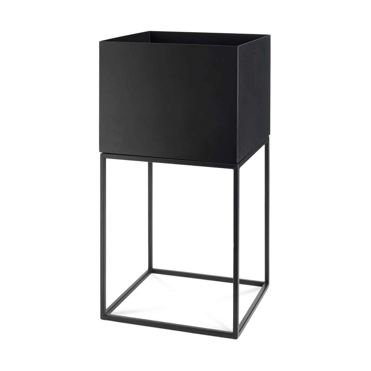 Lisomme Xam staande metalen plantenbak zwart - 28 x 55 cm