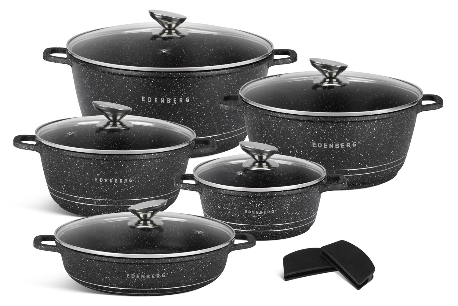 Edenberg Stonetec Line - 10-delige Luxe Pannenset van Gesmeed