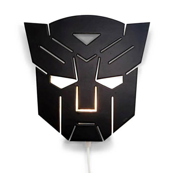 Houten wandlamp kinderkamer | Transformer - zwart