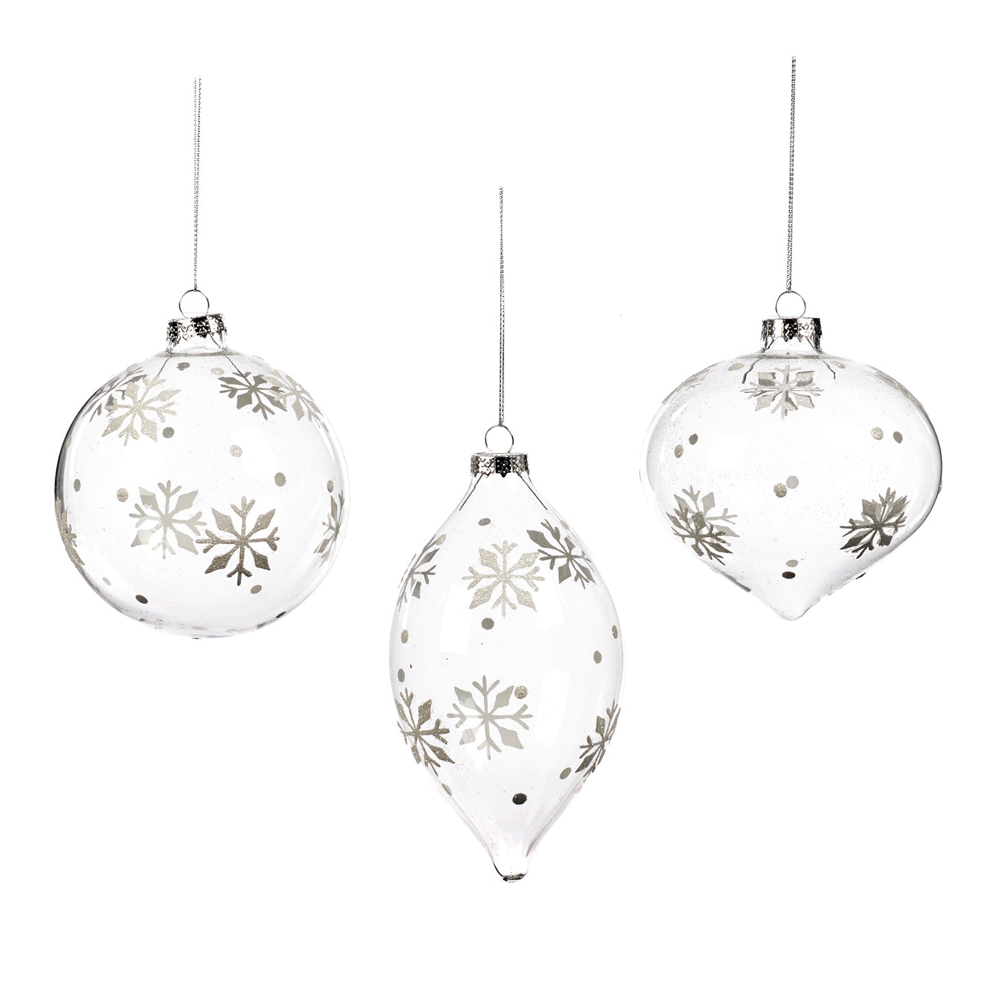 Goodwill Kerstbal Glas Transparant-Wit 8 cm  Voordeel Ass. Per 3 Stuks