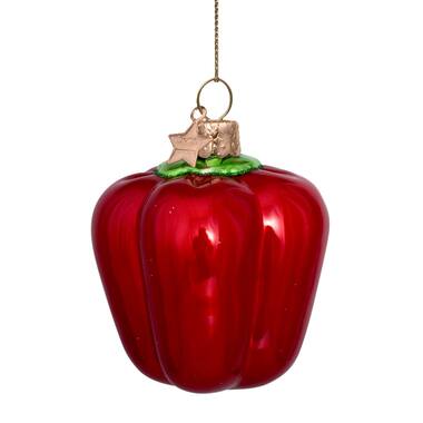 Vondels Glazen kerst decoratie rode paprika H7cm