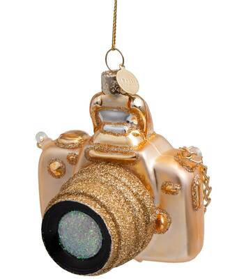 Vondels Ornament glass gold camera H9cm