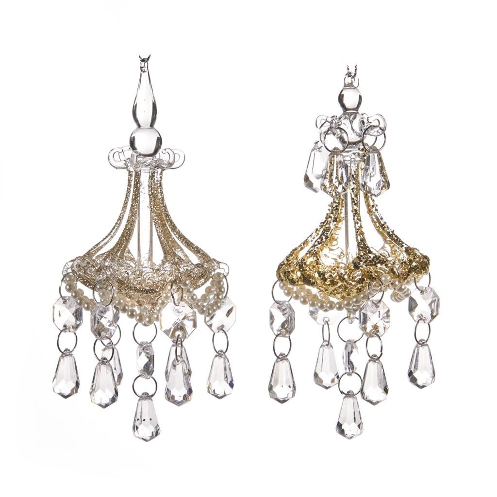 Goodwill Kerstbal-Kroonluchter Glas-Parels H 15 cm Ass. van 2 stuks