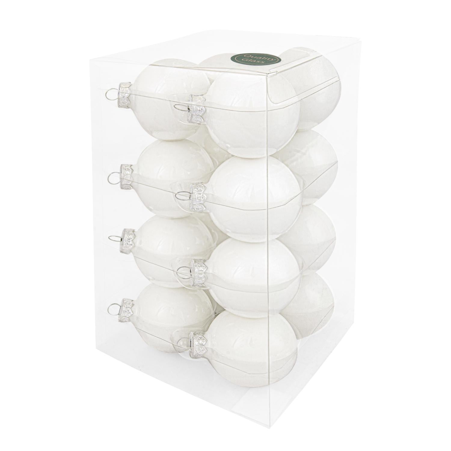 Decosy Glas Kerstballen (8cm) Box 16 Stuks White Opal