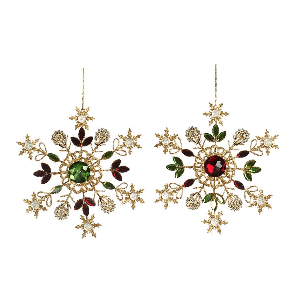 Goodwill Kerstbal-Sneeuwvlokje Glas Goud D 15 cm Ass. per 2 Stuks