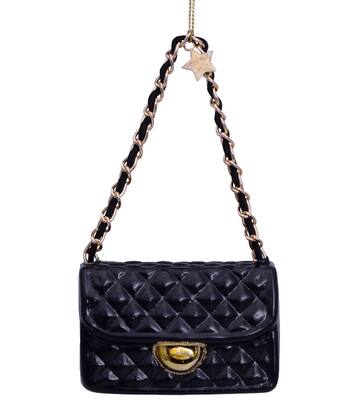 Vondels Ornament glass black fashion bag H5.5cm