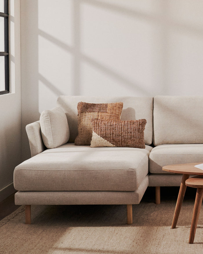 Kave Home - Gilma beige 3-zitsbank met links|rechts chaise longue met