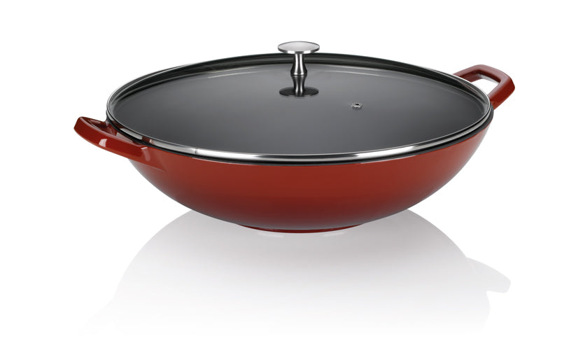 Wokpan  Gietijzer Rood, 36 cm - Kela | Calido