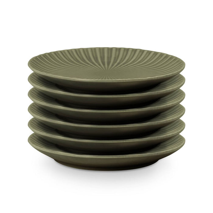vtwonen Gebaksbordjes - Set van 6 - Porselein - Groen - Ø15cm