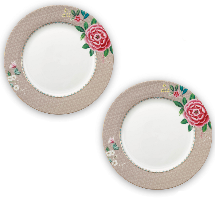 Pip Studio Borden - Set van 2 - Khaki - Blushing Birds - Ø26.5cm