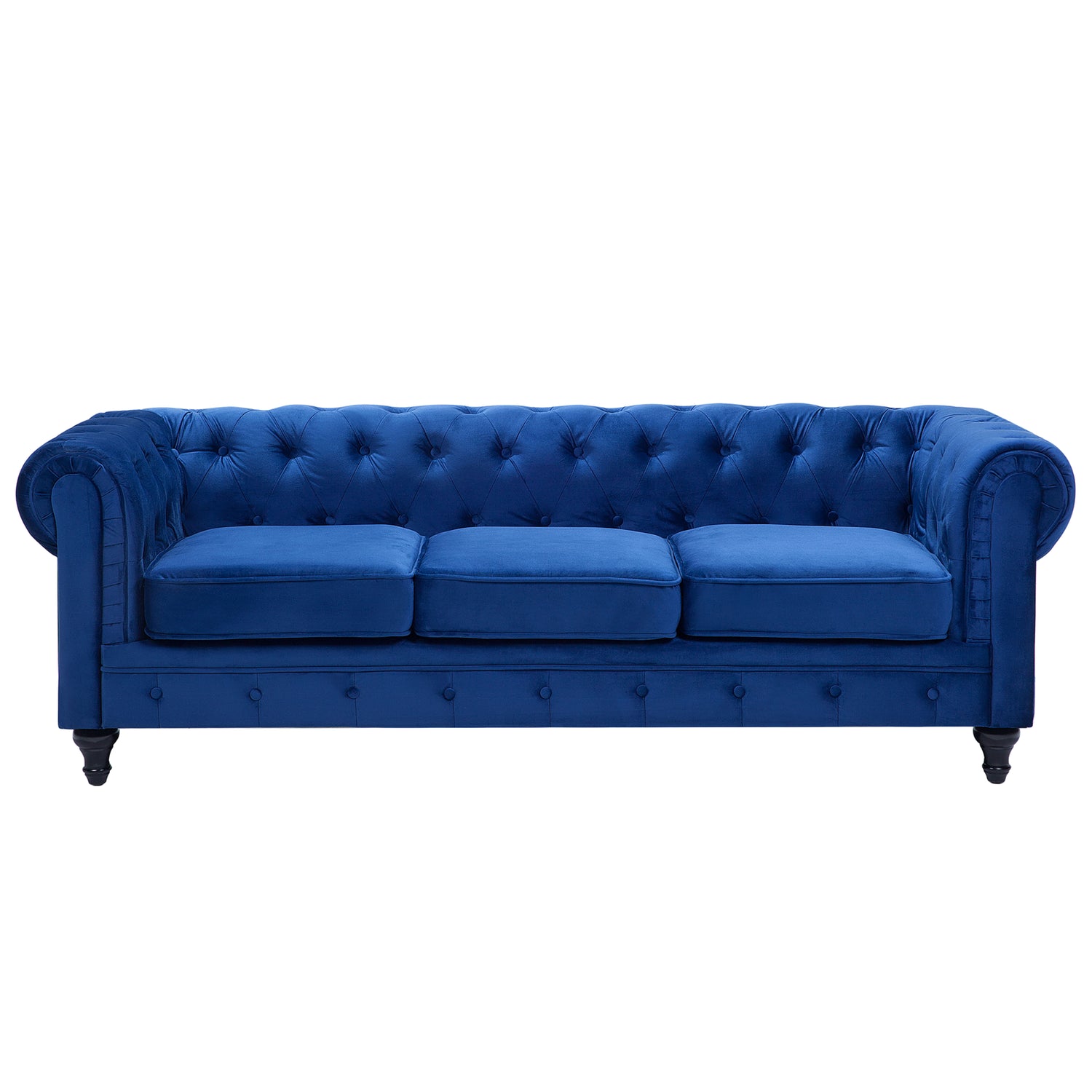 Beliani - CHESTERFIELD - Chesterfield bank - Marineblauw - Fluweel