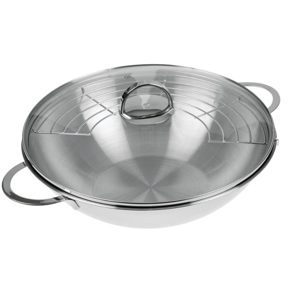 Orange85 RVS Wokpan met Deksel Inductie en Rooster 32 cm Alle Warmt...