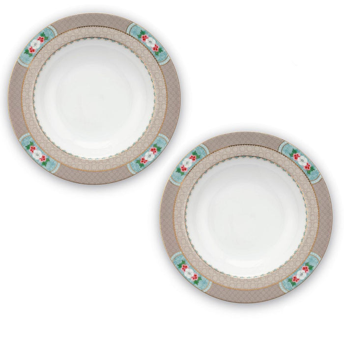 Pip Studio Diepe Borden - Set van 2 - Khaki - Blushing Bird - Ø21.5cm