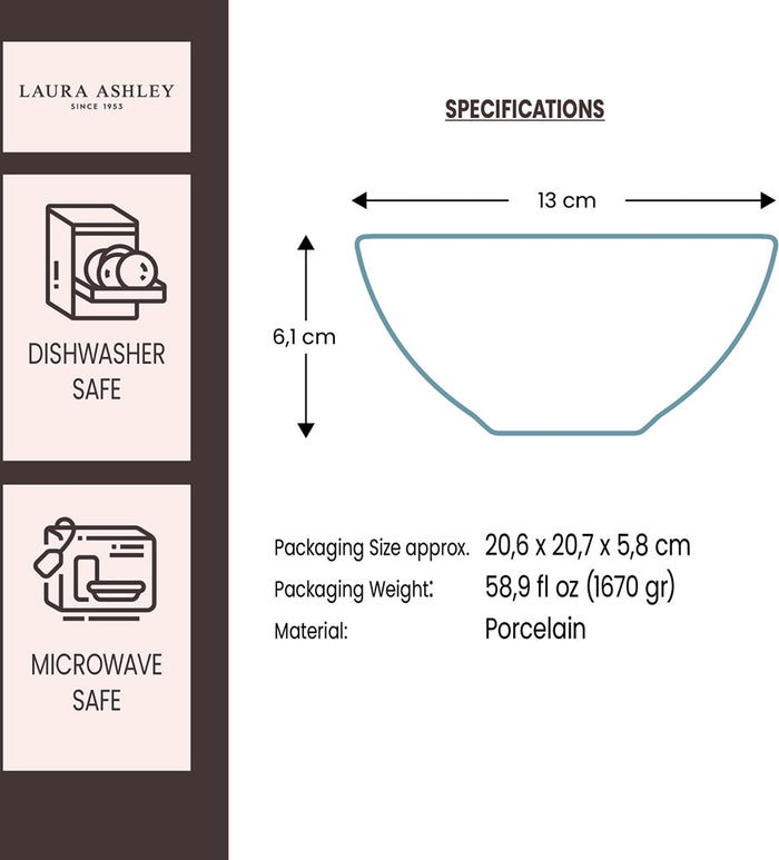 Laura Ashley Giftset 4 Kommen 16 cm Assorti