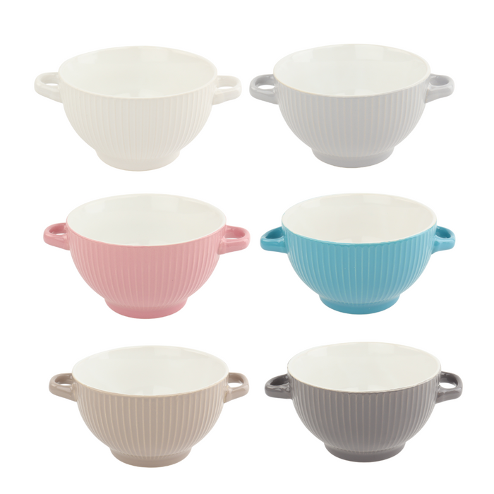 OTIX Soepkommen met oor Set van 6 Aardewerk Soepkommen 680 ml 6 Kle...