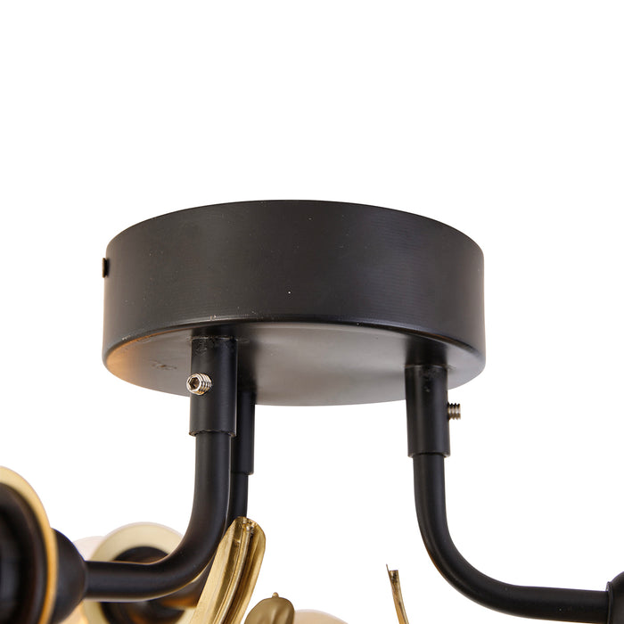 QAZQA Oosterse plafondlamp messing met zwart 3-lichts - Louka