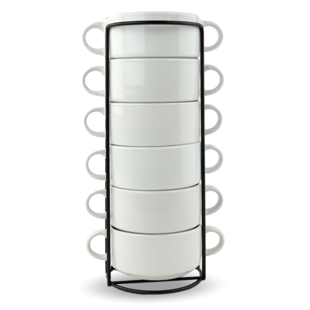 Orange85 Soepkommen met Oor Set van 6 Wit Rond met Houder