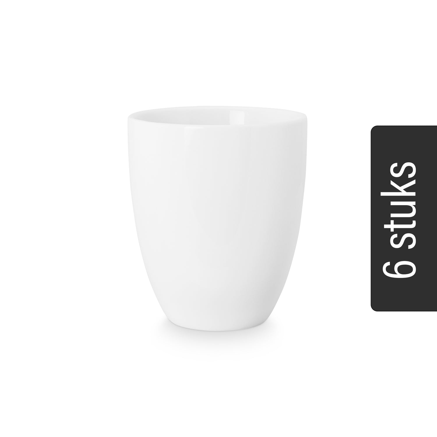 vtwonen Mokken zonder Oor - Set van 6 - Wit - Porselein - 250 ml