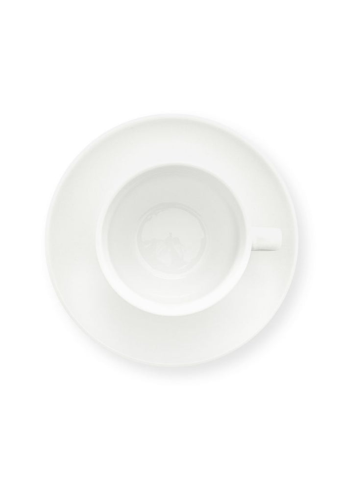 vtwonen Theekoppen met Schoteltjes - Set van 4 - Wit - Porselein