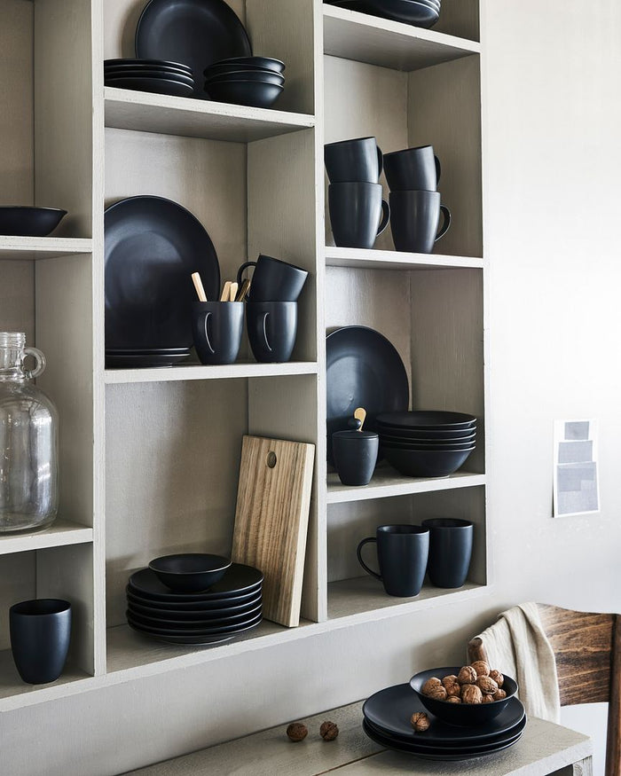 vtwonen Mok met Oor - Set van 6 - Mat Zwart - Porselein - 250 ml