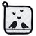 Clayre & Eef Kind pannenlap  16x16 cm Wit Zwart Katoen Harten Vogels