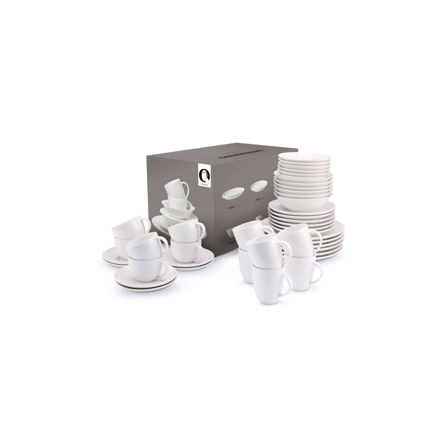 vtwonen Serviesset - Klassiek Wit - Porselein - 36-Delig