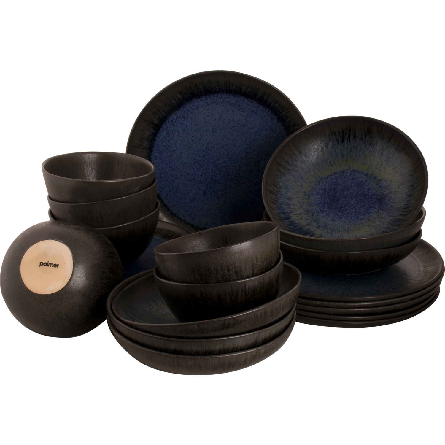 Palmer Serviesset Tama Stoneware 6-persoons 24-delig Blauw Zwart