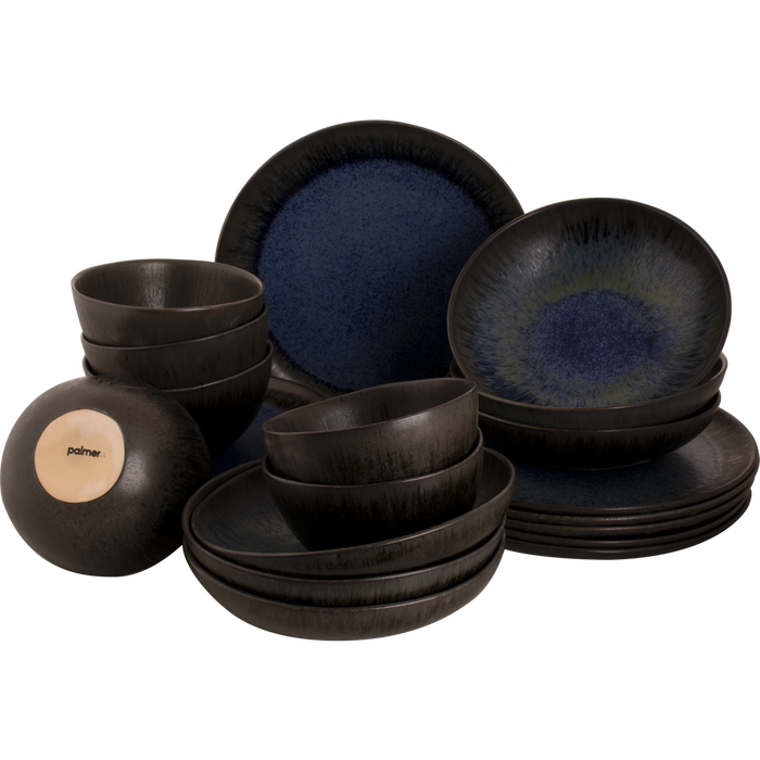 Palmer Serviesset Tama Stoneware 6-persoons 24-delig Blauw Zwart