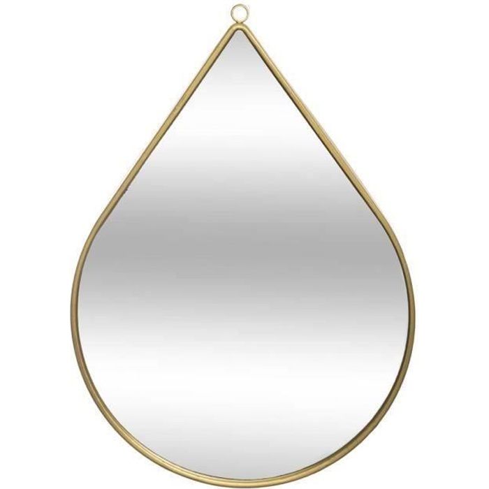 ATMOSPHERA Druppelvormige metalen wandspiegel - 21 x 29 cm - Goud