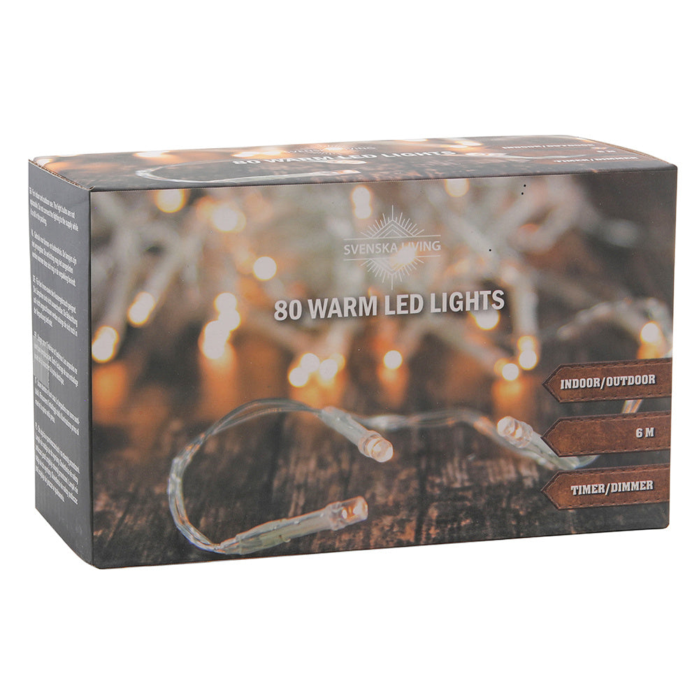 Svenska Living - Kerstverlichting - Snoer Warm LED Transparant-
