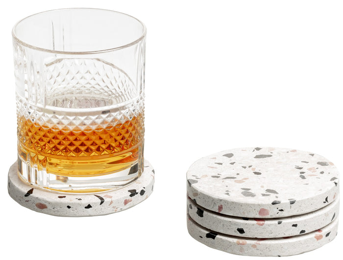 Jay Hill Onderzetters Terrazzo - Wit - ø 9 cm - 4 Stuks