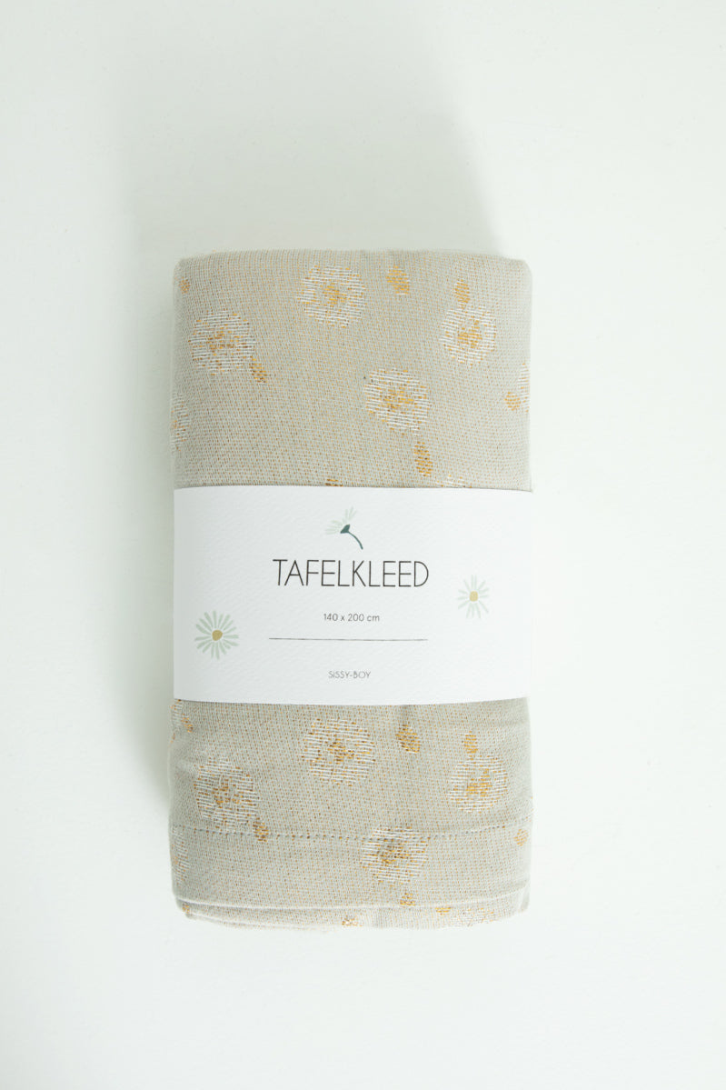 Sissy-Boy Beige tafelkleed met all over madeliefjes dessin