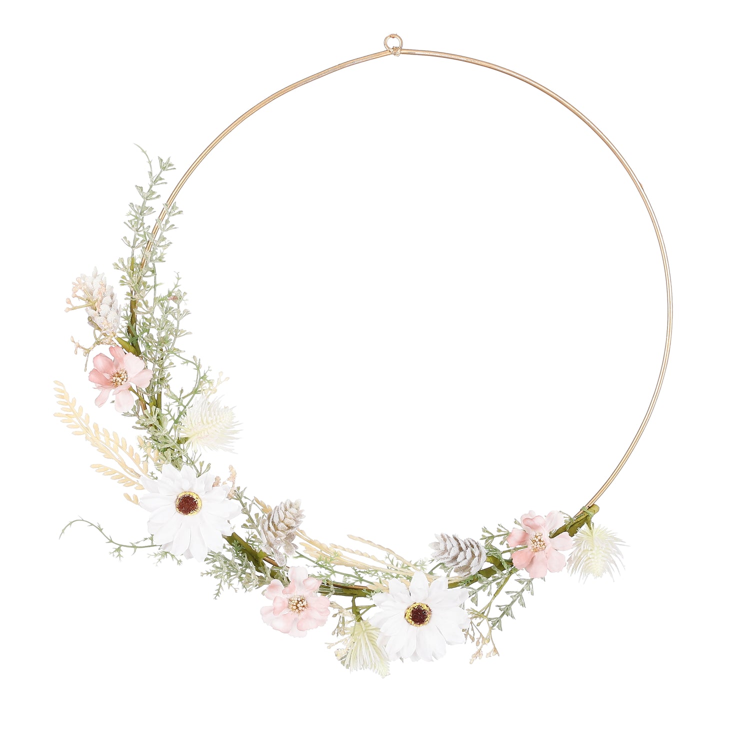 Mica Decorations Droogbloemen Krans - H7 x Ø39 cm - Lichtroze