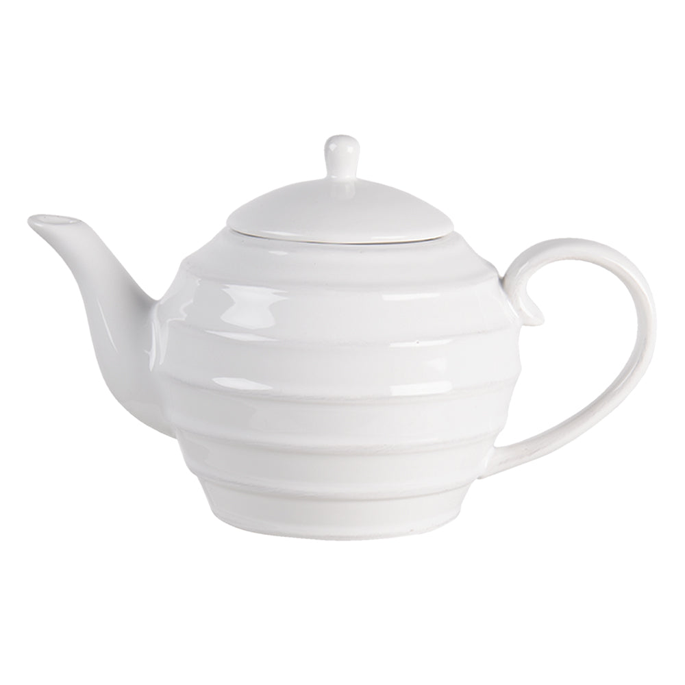 Clayre & Eef Theepot  1000 ml Wit Keramiek Rond Theekan