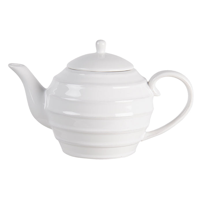 Clayre & Eef Theepot  1000 ml Wit Keramiek Rond Theekan