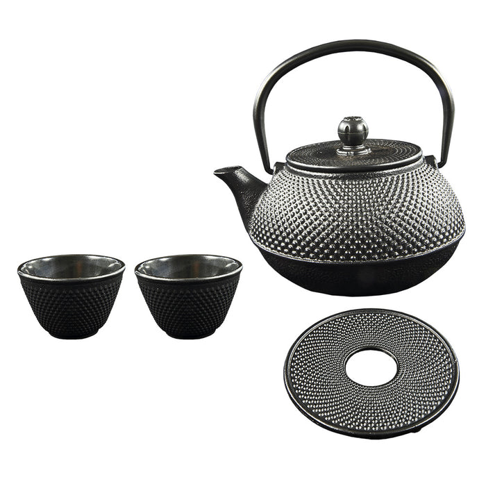 SakuraTea - Theepot Set - 4-delig - Gietijzer - Zwart - 0.8L - 2