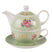 Clayre & Eef Tea for One  460 ml Groen Beige Porselein Bloemen Theepot